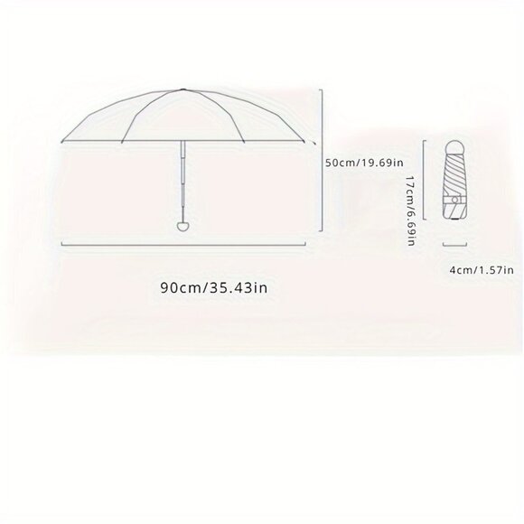 Travel Passions - Beige Mini Pocket Umbrella with Case - Picture 5 of 5